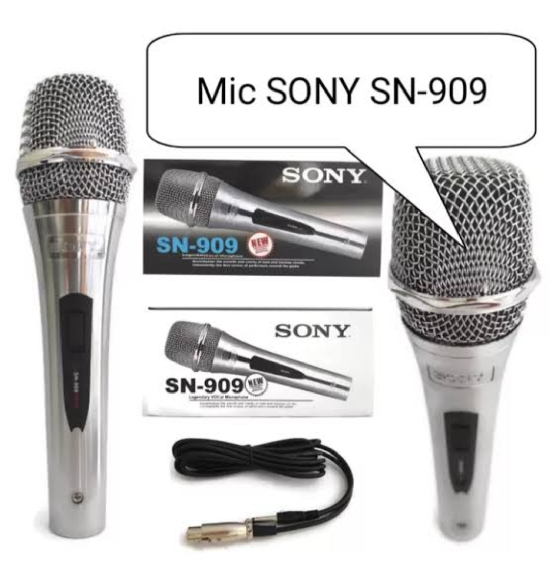 MICROPHONE KABEL MIC KARAOKE SONY SN909 BODY SILVER/GOLD EDITION