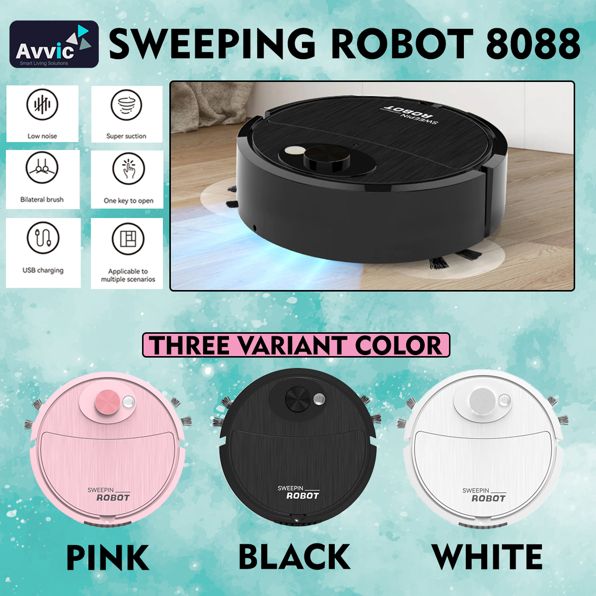 Vacum Cleaner Robot Mini 8088 Pembersih Lantai Smart Sweeping Robot ...