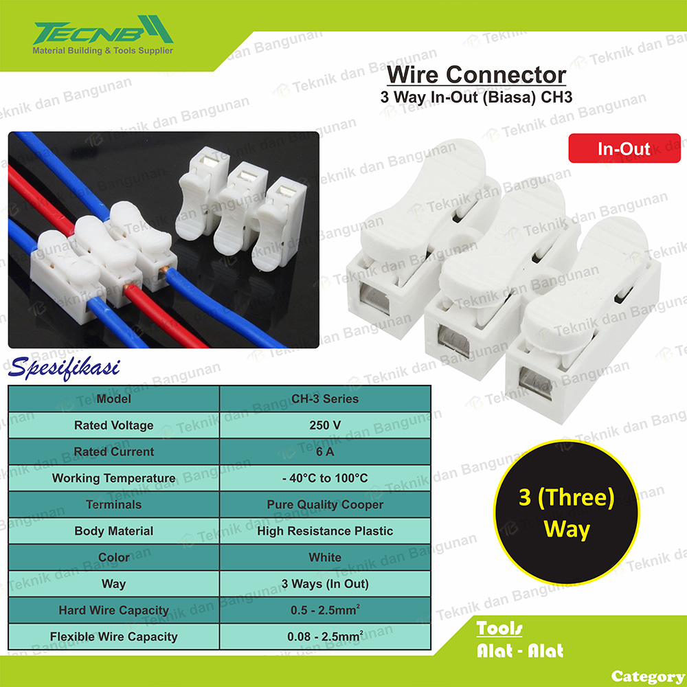 Quick Cable Connector / Konektor Kabel Listrik 3 Jalur CH2 Putih ...