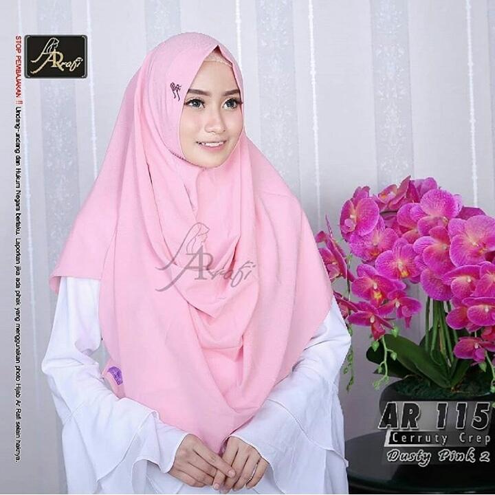Hijab Arrafi AR 115 Dusty Pink Jilbab Instan Pashmina Instan Pastan Bergo Kerudung Khimar