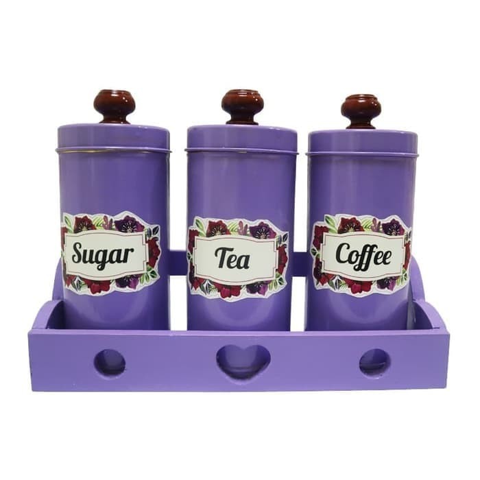 Tempat Gula Kopi Teh Canister Set Sugar Coffee Tea Set Ungu Lazada