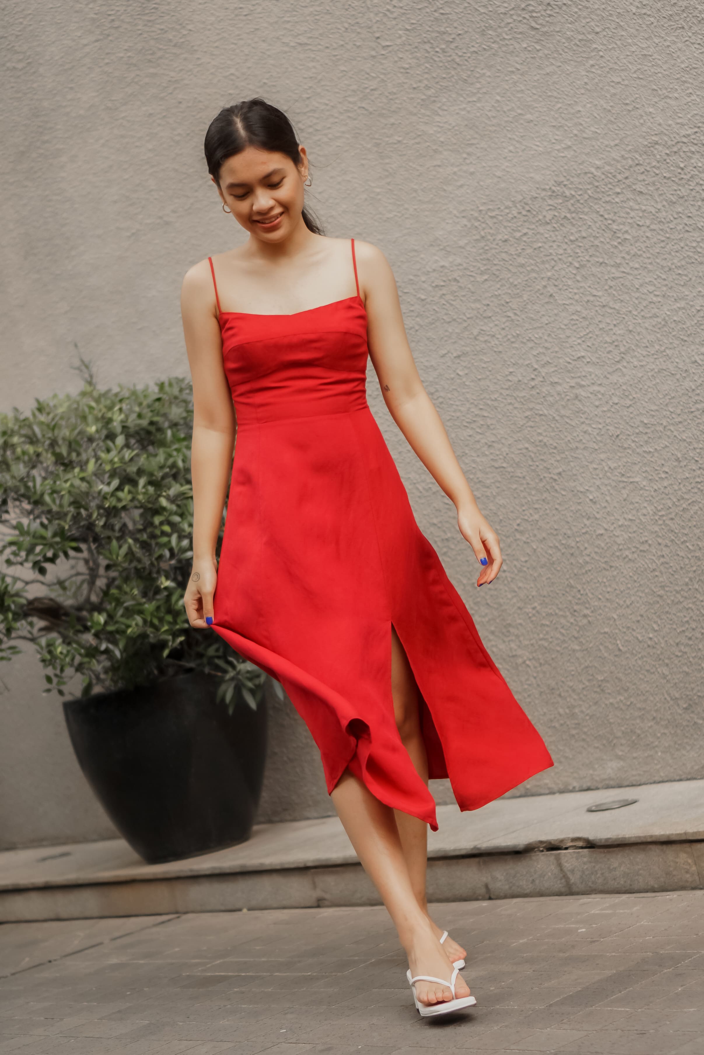 chinese dress ladies Sancia Linen Corset Midi Dress