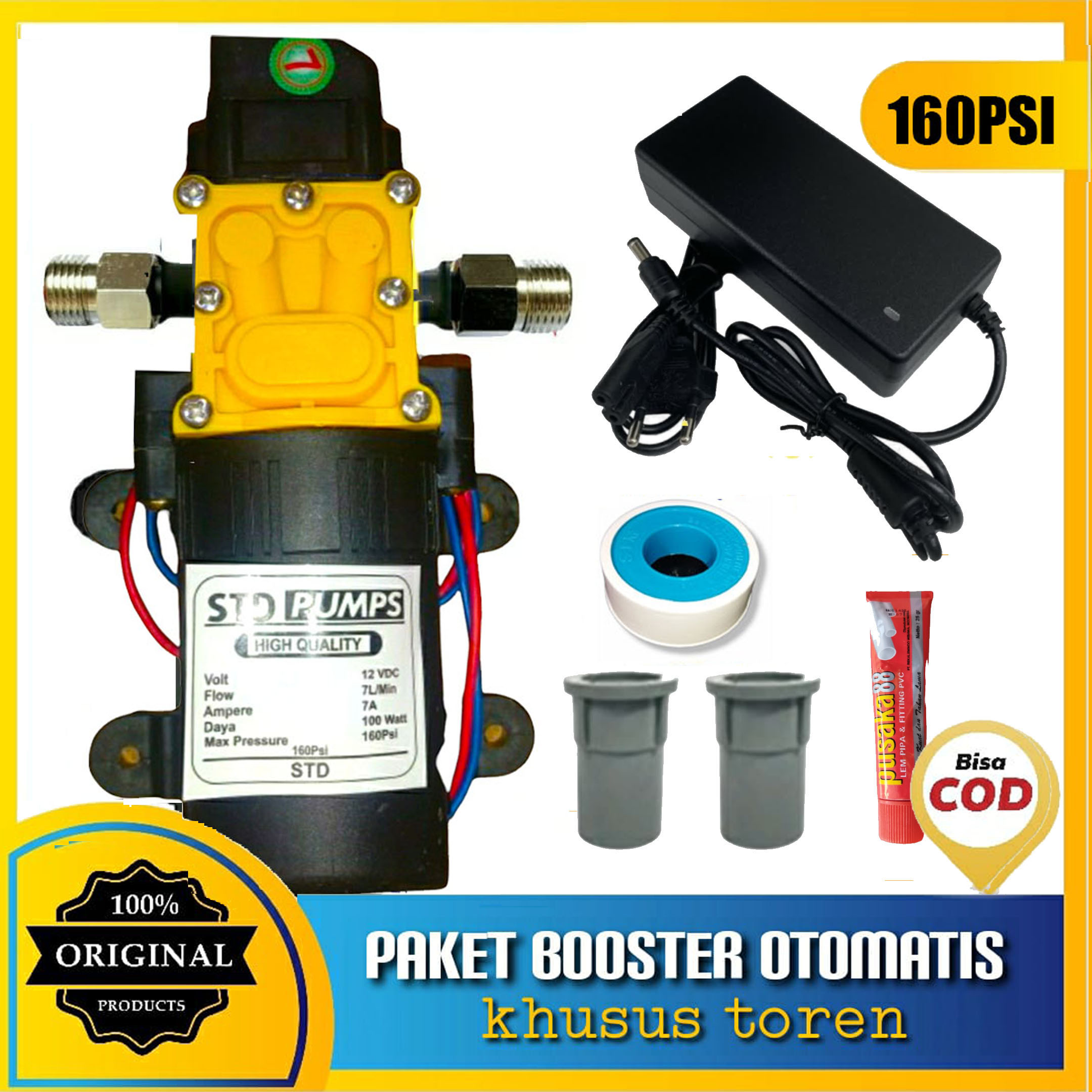 Paket Pompa Booster Khusus Toren Pipa 1/2" - STD Pump 160PSI Otomatis ...