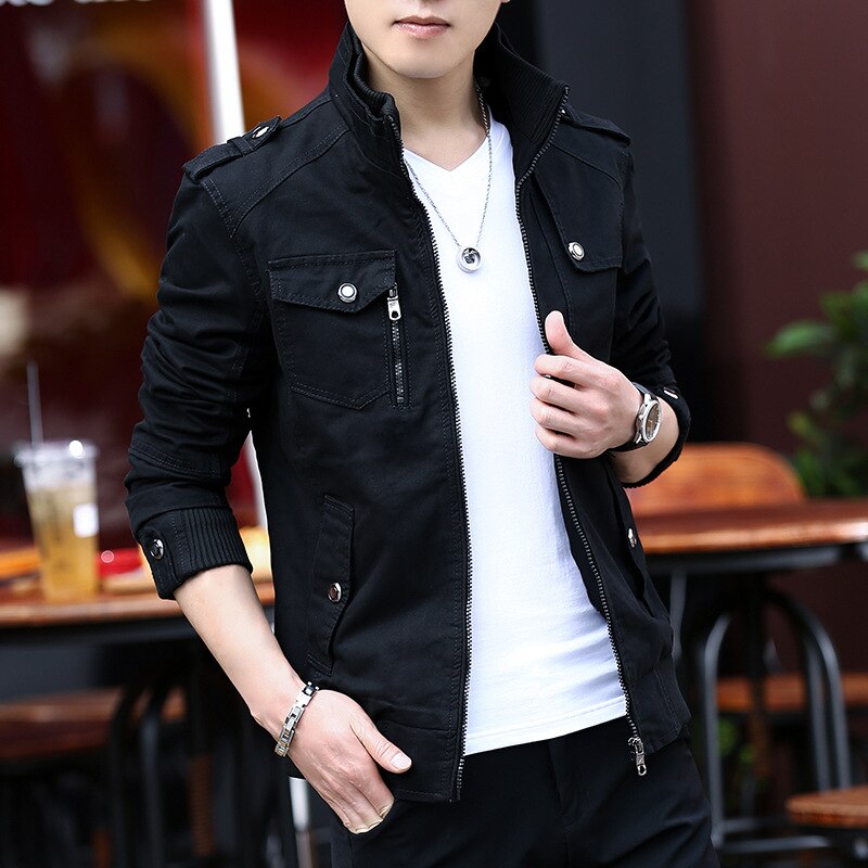 Mens Jacket Fashion Army Military Jacket Man Coats Bomber Jacket Stand Male Casual Coats Streetwear