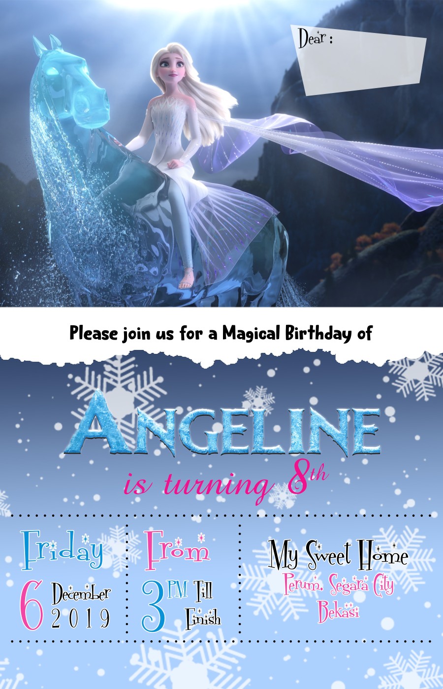 30pcs Iboe Printing Undangan Ulang Tahun Anak Tema Frozen 2 002