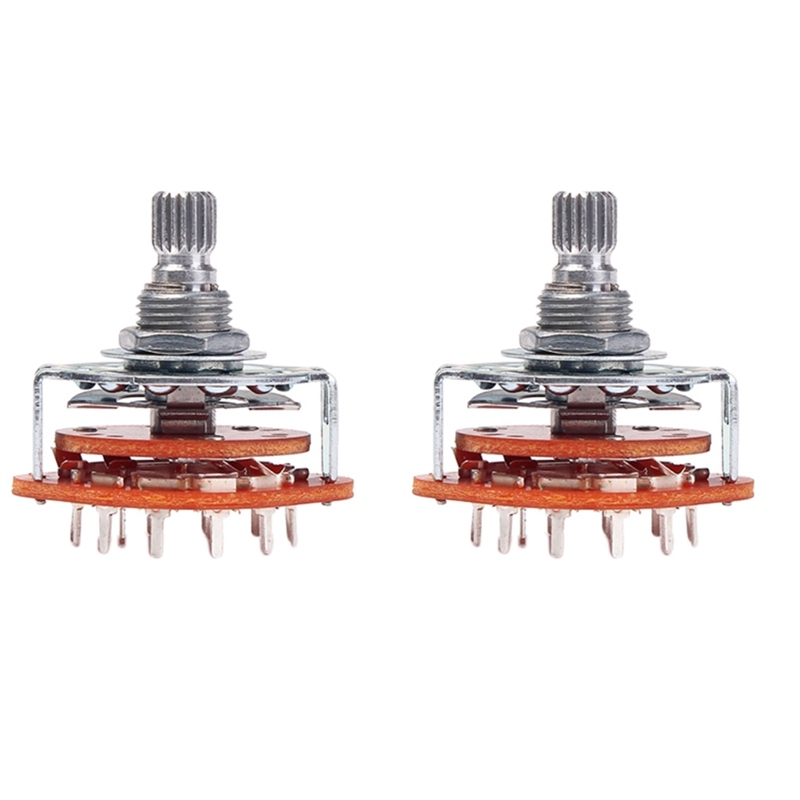 2Pcs 3P4T 3 Pole 4 Position 6mm Knurled Shaft Rotary Guitar Switch Knob Accessory Malaysia