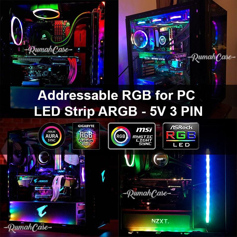 Addressable 5V 3 PIN ARGB LED Strip RGB PC ASUS aura sync MSI mystic light GigaByte Fusion Asrock