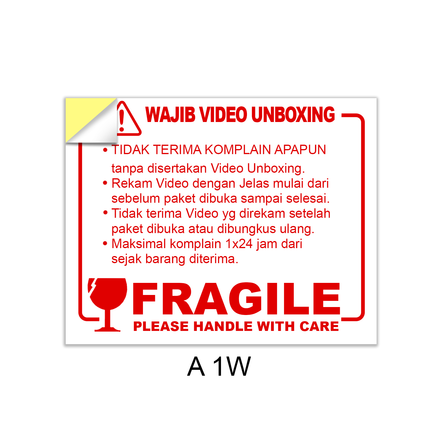 Sticker Video Unboxing   Sticker Fragile Pecah Belah Isi 10-20 Pcs 