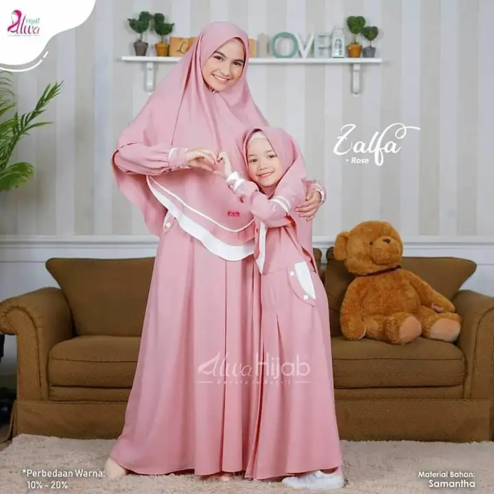 Zalfa Set Mom Kids Dress Couple Gamis Syari Couple Dress Ibu Anak Gamis Couple Terbaru Pakaian