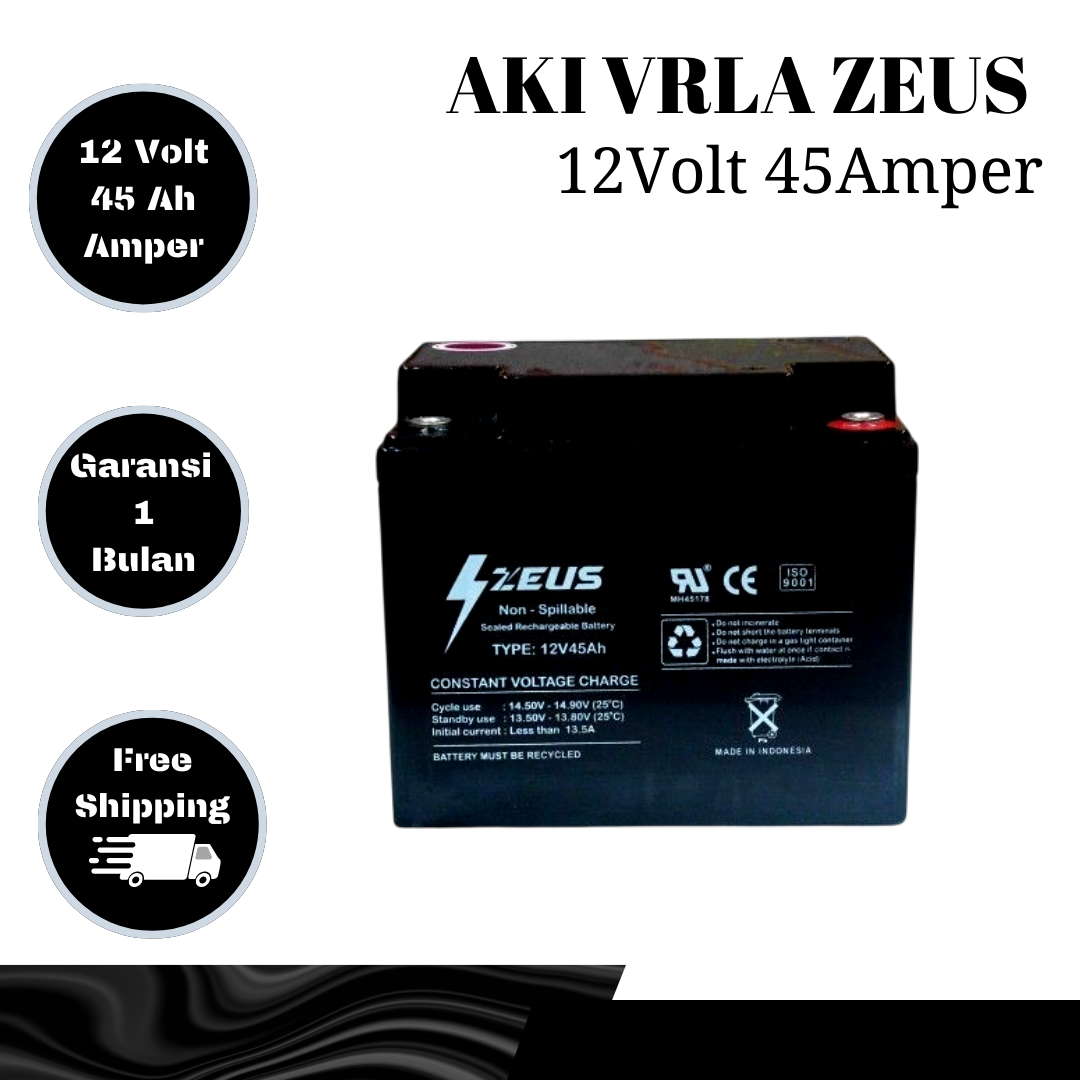 Aki VRLA GEL 12v 45Ah Zeus Battery Aki Deep Cycle | Lazada Indonesia