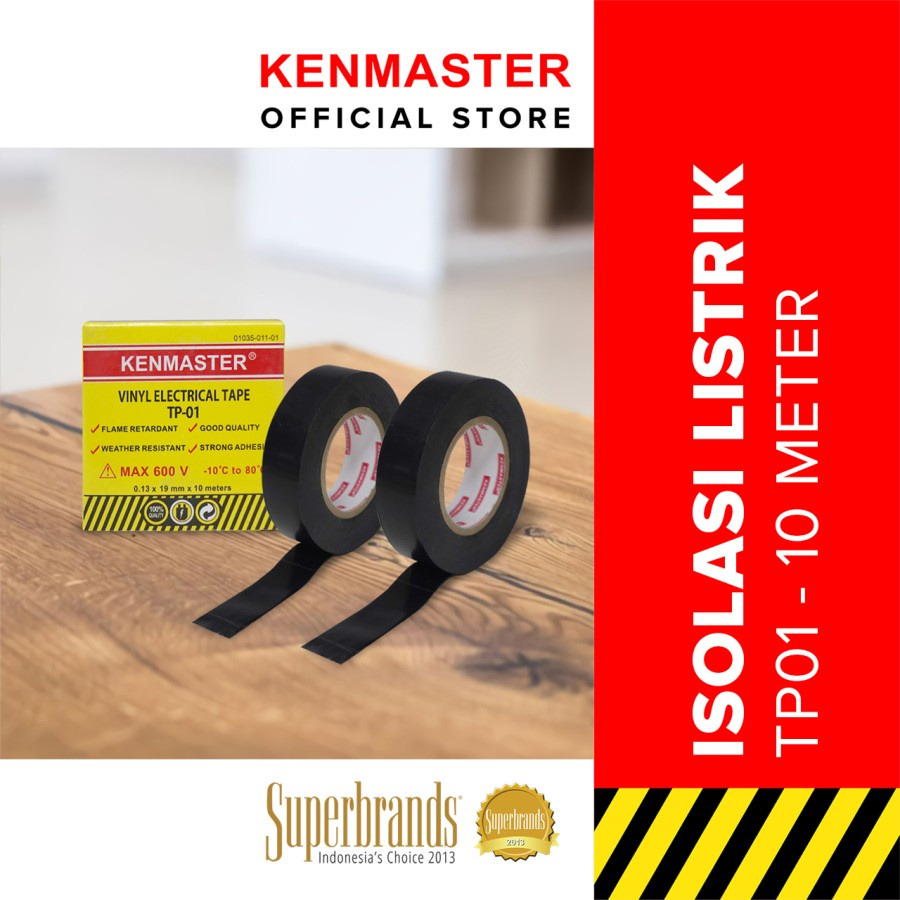 KENMASTER ISOLASI listrik 10 m tp01 Hitam Electrical Tape Lazada