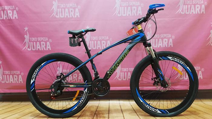 SEPEDA GUNUNG AVIATOR 2690VT HTM/BIRU VELG TINGGI 4CM MTB 26 21S