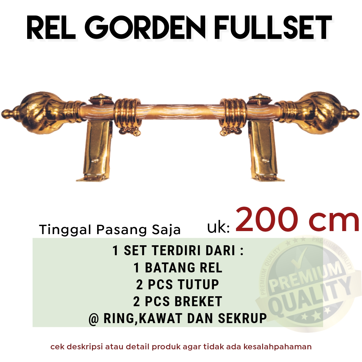 Rel Gorden Batang Gorden Besi Gorden Tirai Gagang Gorden 200 Cm 2 M Lazada Indonesia