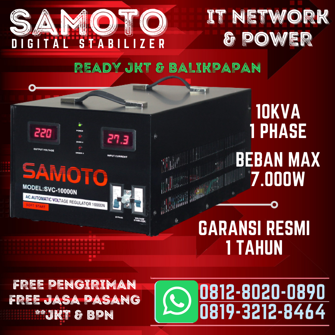 STABILIZER SAMOTO 10KVA SINGLE PHASE STAVOLT 10.000VA 1 PHASE