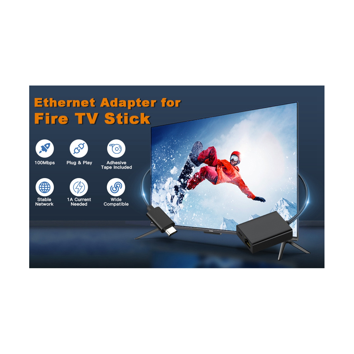 Network Card Ethernet Adapter Micro-USB to 100M Network Card for 4K Fire TV Stick Ethernet Switch Router