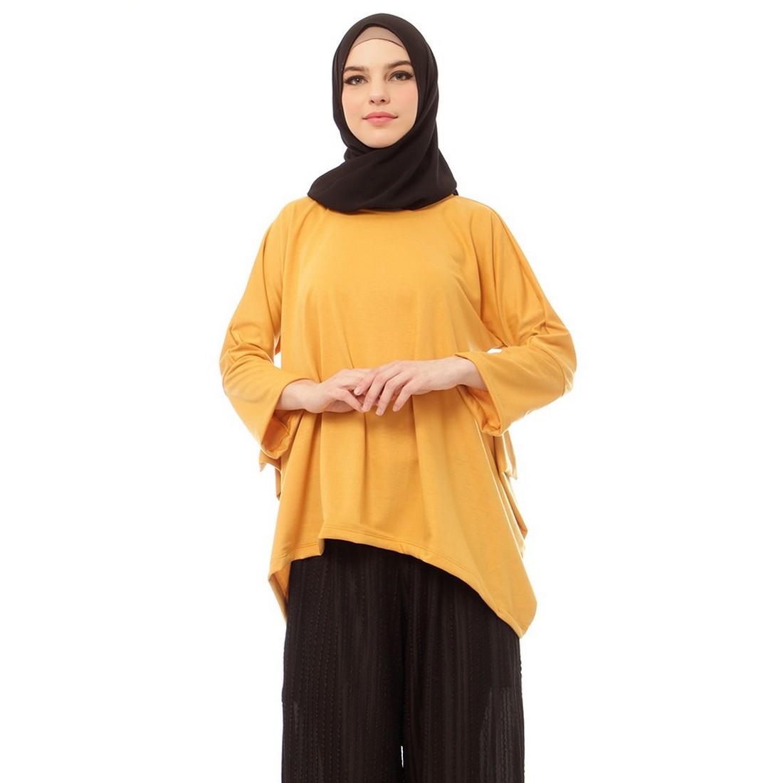 Mybamus Flary Top Mustard M14269 R65S3 - Baju Muslim - Pakaian Muslim Wanita - Atasan Muslim Wanita Lengan Panjang - Tunic Wanita