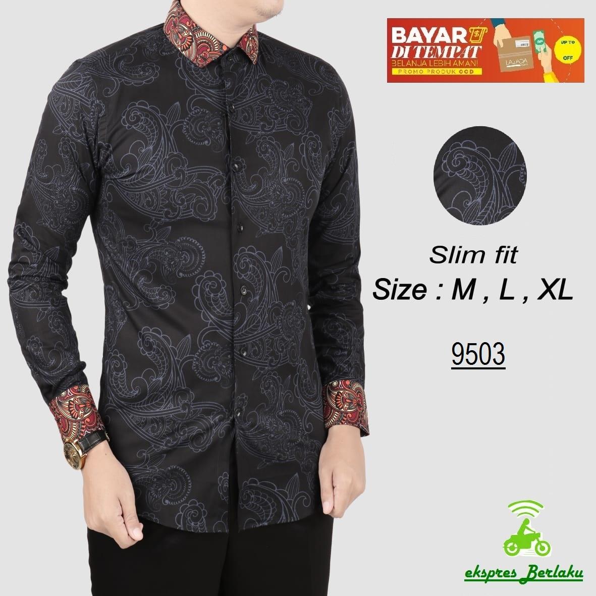 her+man Batik Pria Modern Kemeja Batik Pria Slim fit F1V11 9503