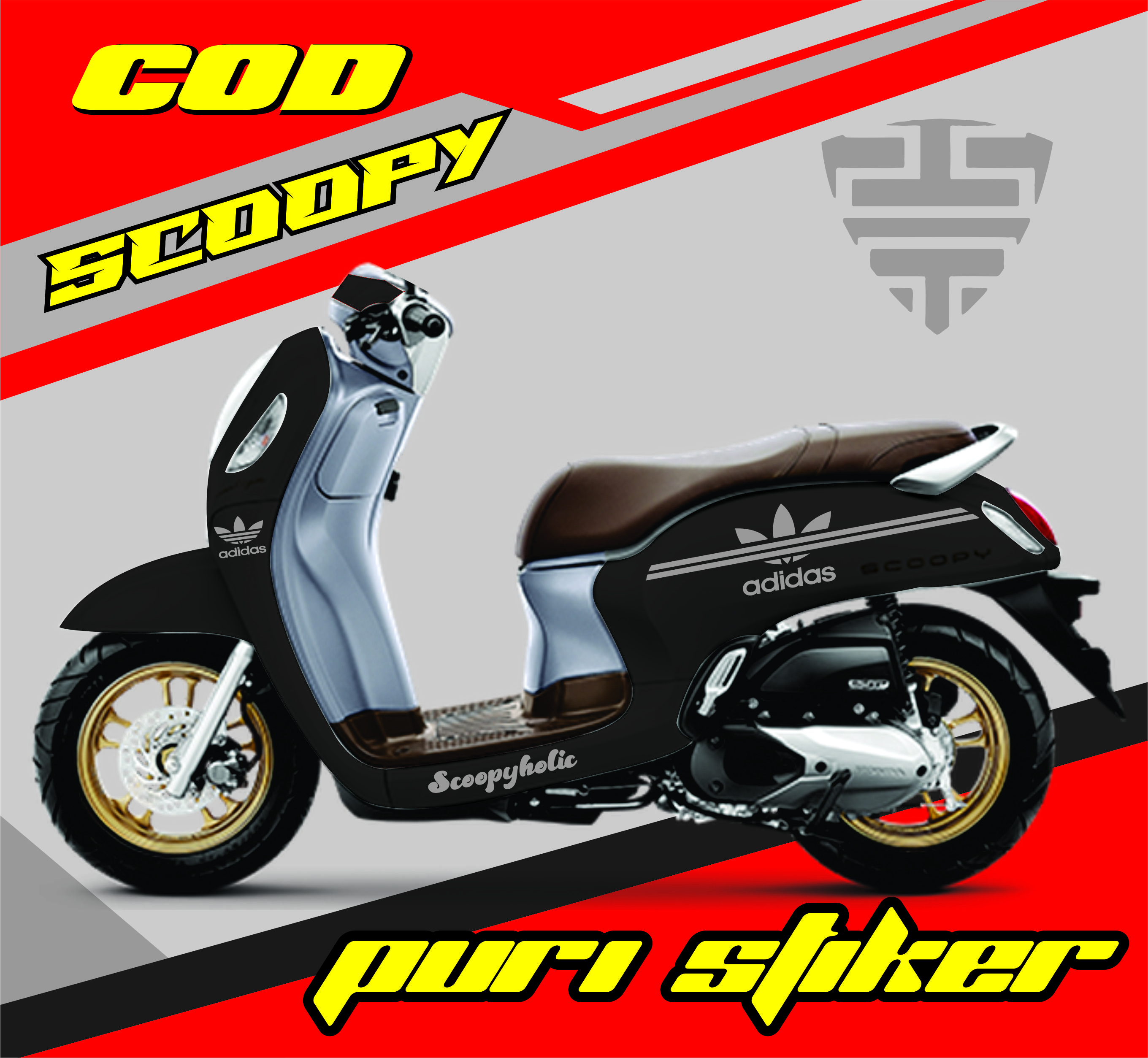 STIKER CUTTING SCOOPY STRIP MINIMALIS ADIDAS MOTOR SCOOPY PRESTIGE