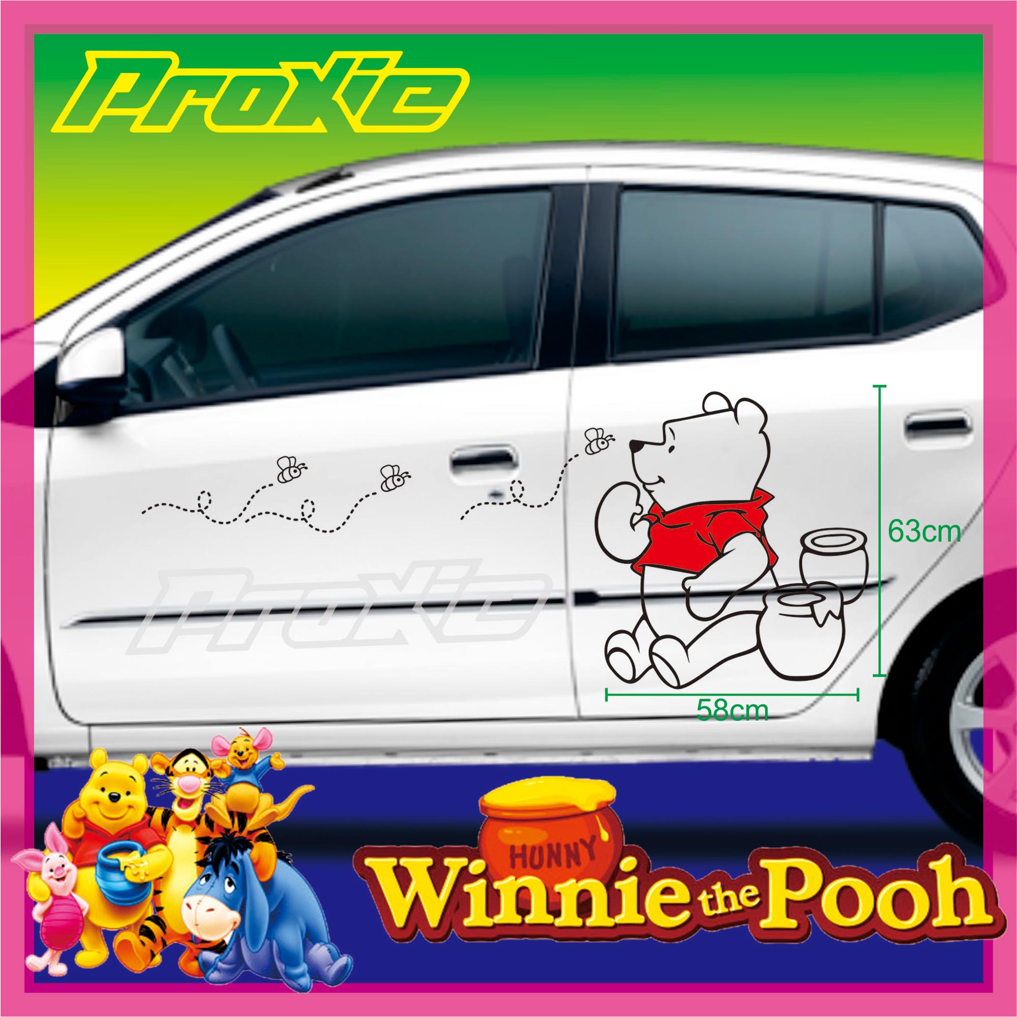 Cutting Sticker Mobil Sticker Winnie De Pooh Dapat 2 Pc 1 Set Kanan Kiri Lazada Indonesia