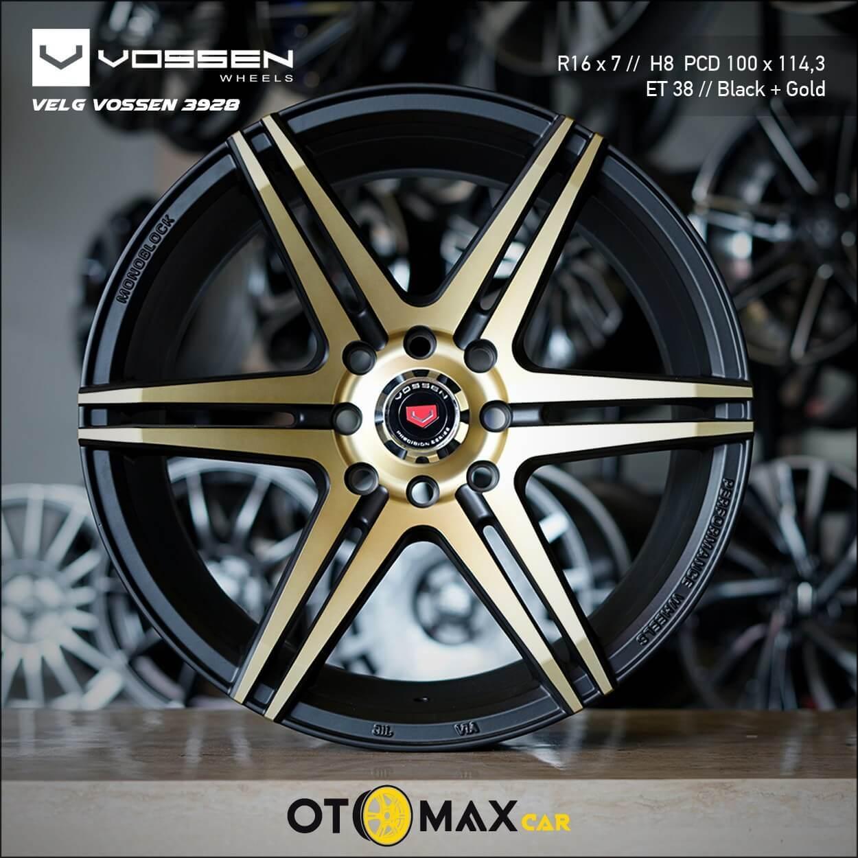 Velg Mobil Vossen (3928) Ring 16 Black Mattt + Gold Polish