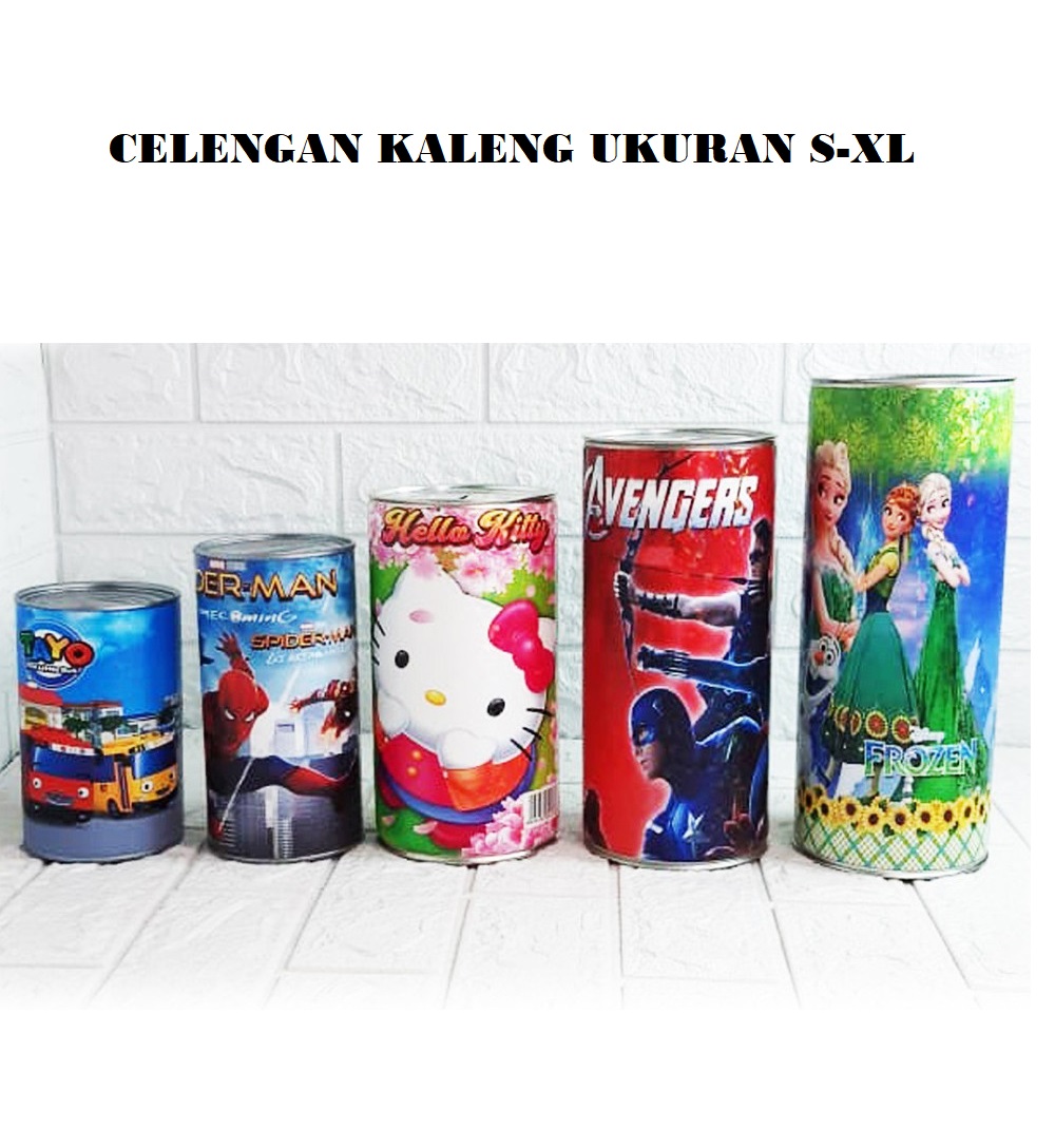Celengan KALENG Tabung - Celengan Karakter - Souvenir Celengan Viral