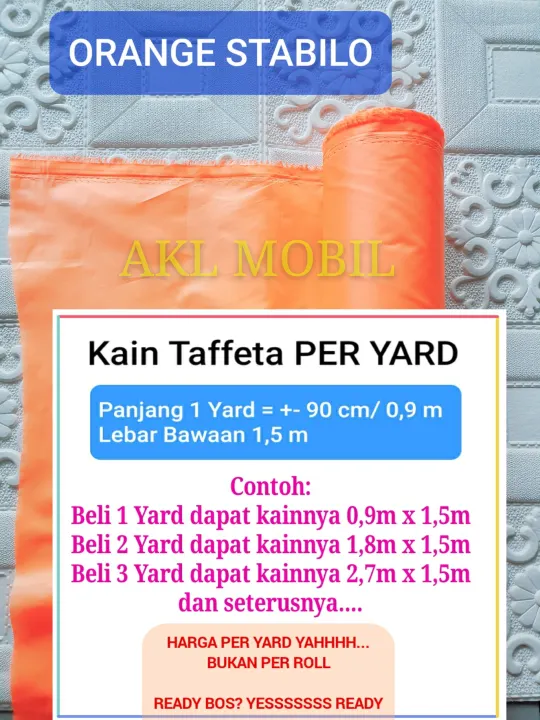 Eceran Per Yard Kain Parasut Warna Orange Stabilo Bahan Taffeta Import Waterproof Rajutan 210t Lazada Indonesia