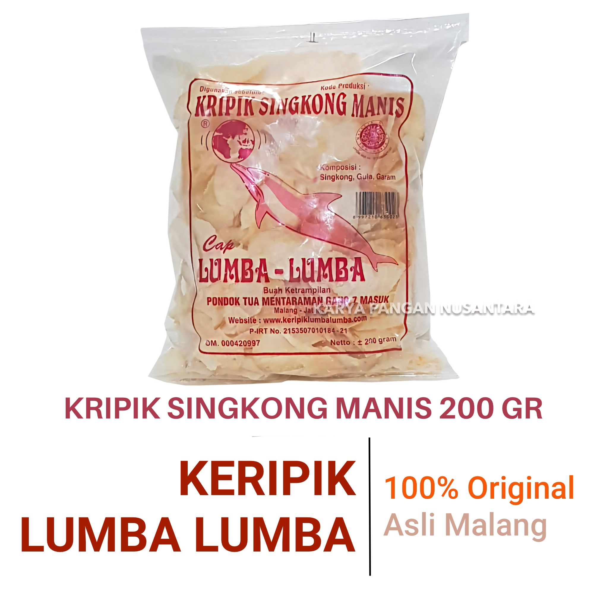 Kripik Singkong Lumba Lumba Original Keripik Singkong Manis 200 Gr