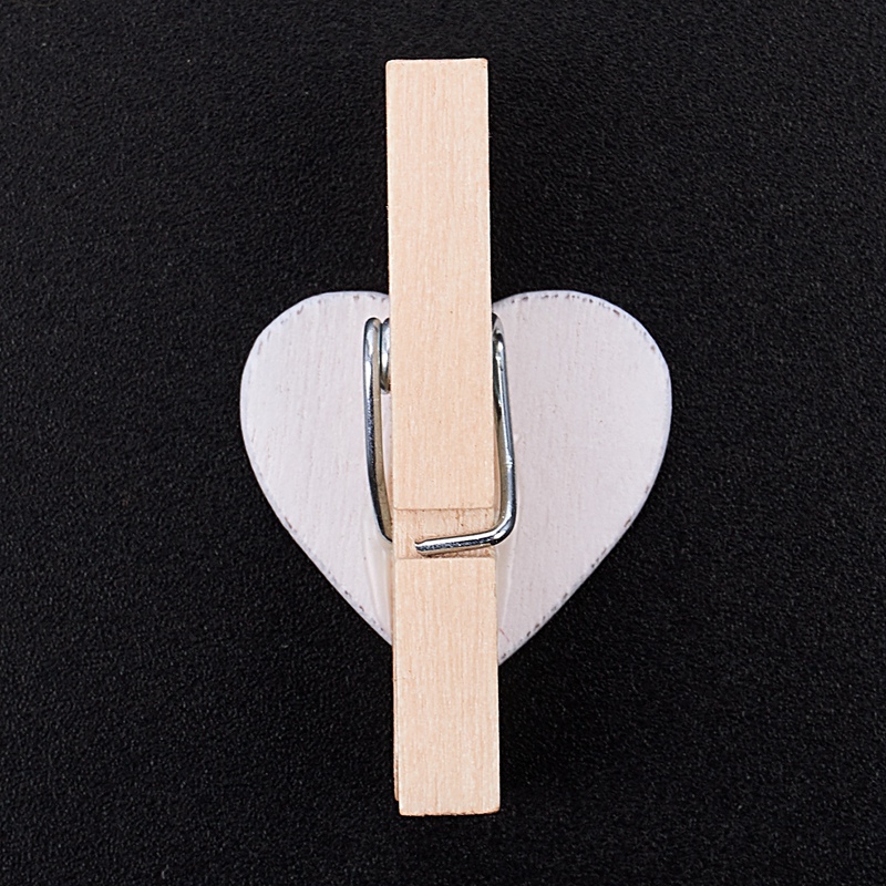 Small Mini Wooden Clothes Pegs / Decorative Pegs with Hearts , White