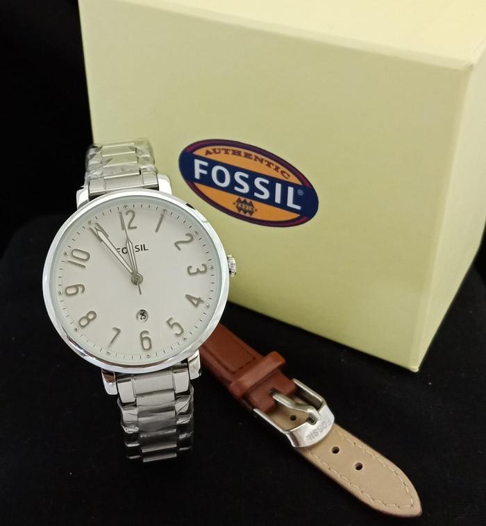 Jam Tangan Fossil Free Strap Kulit / Arloji Wanita Krepyak Fosil Murah