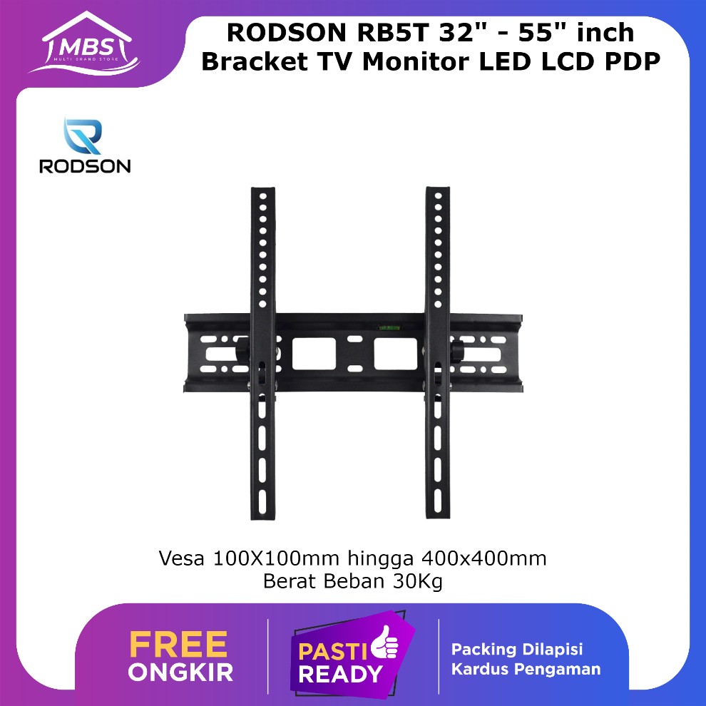 Rodson RB5T Bracket TV Monitor LED LCD PDP 32" 55" inch Breket Flat Panel TV Wall Mount