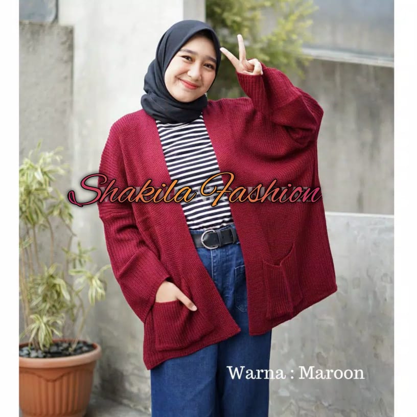 ootd cardigan maroon