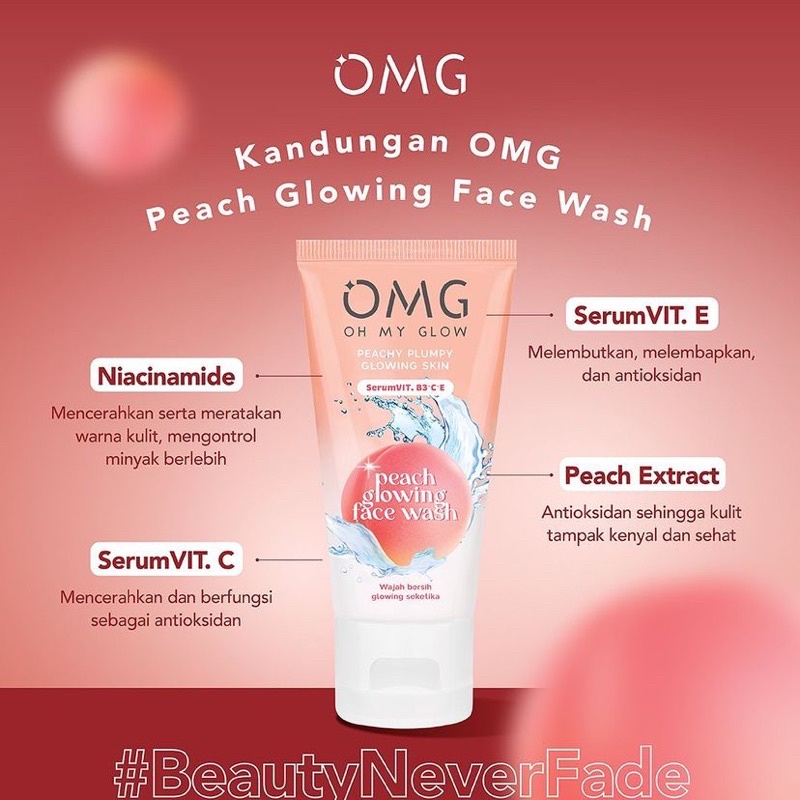 OMG OH MY GLOW Peach Glowing Face Wash 50g Sabun Wajah OMG Lazada