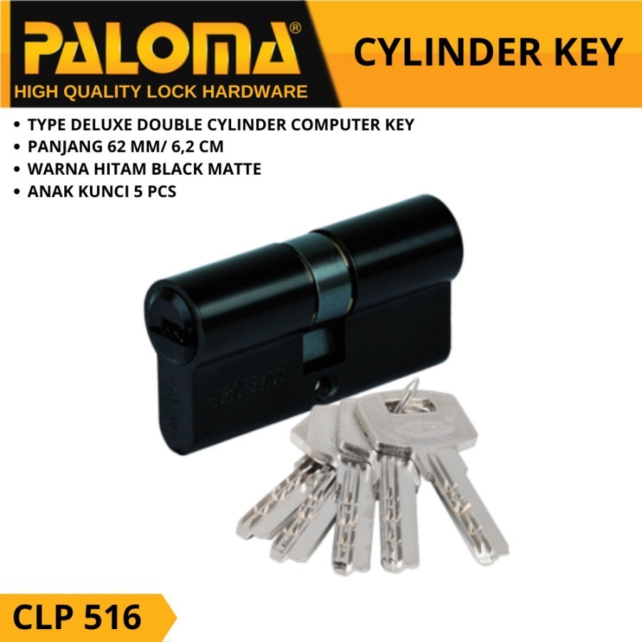 KUNCI Double Cylinder PALOMA CLP 516 DLX 62MM Computer Key HITAM MATT KUNCI Double Cylinder PALOMA CLP 516 DLX 62MM Computer Key HITAM MATT