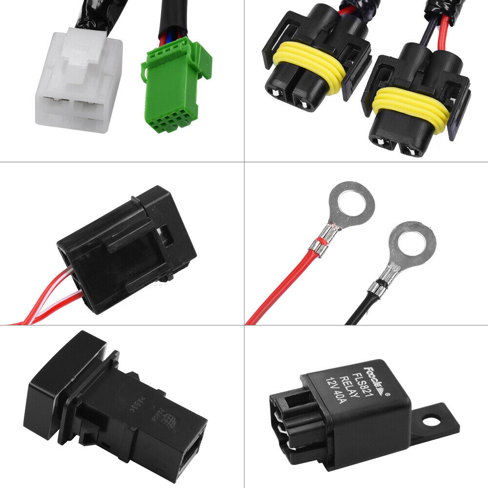 Anyike Bộ Dây Điện Rơle 12V 40A Bộ Dây Đèn Làm Việc Bộ Dây Cáp Công Tắc Bật/Tắt Chống Nước Đèn LED Làm Việc H11 Honda Nissan Dành Cho Đèn LED Lái Xe Địa Hình