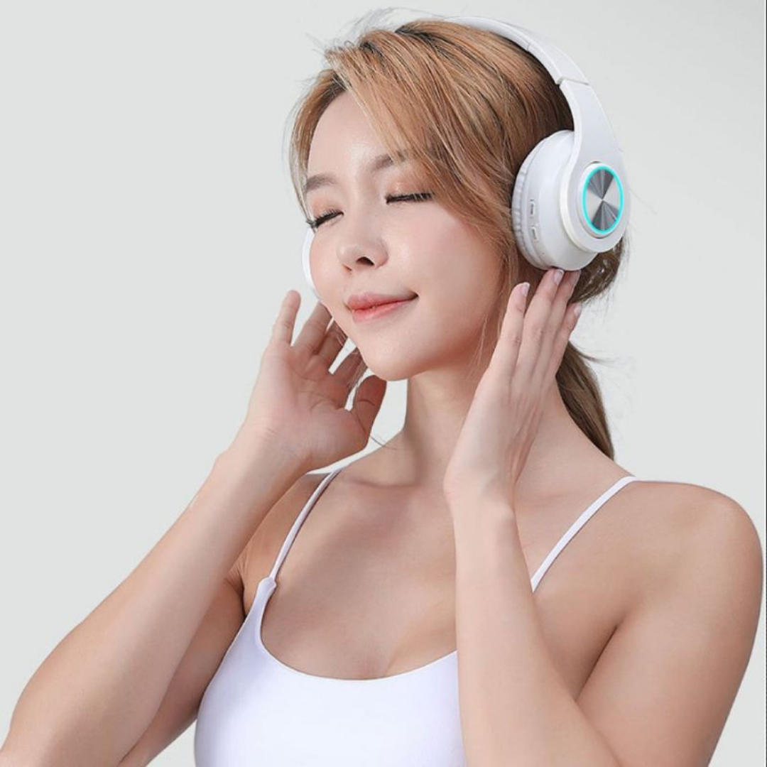 Headphone Bluetooth Wireless Headset Led Mendukung semua ponsel dengan