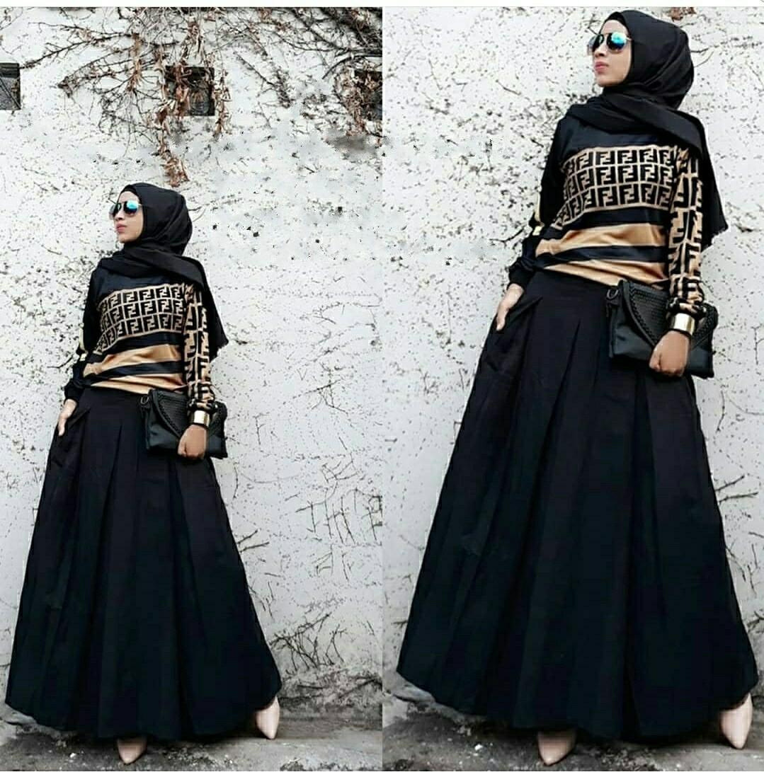 Grand LMS Setelan Muslimah Franda + Rok Black Bahan Spandex Premium Fit To XL / Dress Muslimah / Gamis Syari / Baju Muslim / Fashion Muslim / Fashion Maxi / Baju Muslim Polos / Baju Muslim Murah / Baju Bagus / Harga Grosir / Terbaru
