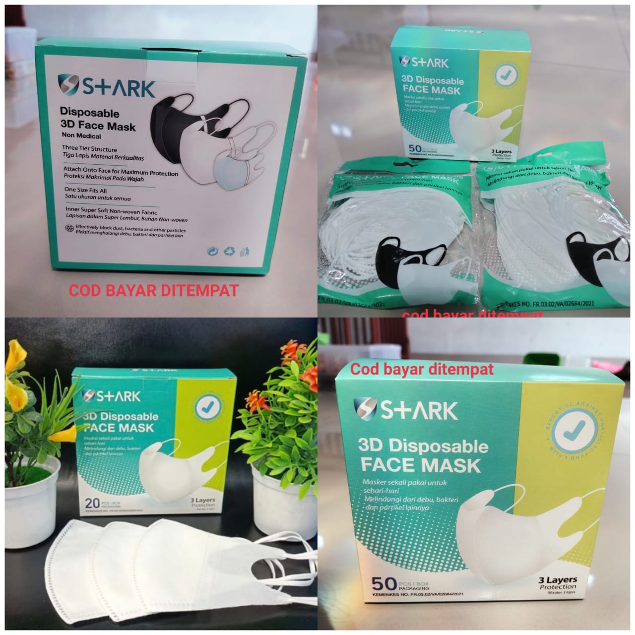 Bayar Di Tempat Masker Duckbill Kesehatan S Ark 3d Disposable Face Mask 3 Lapis Isi 50 Pcs Lazada Indonesia