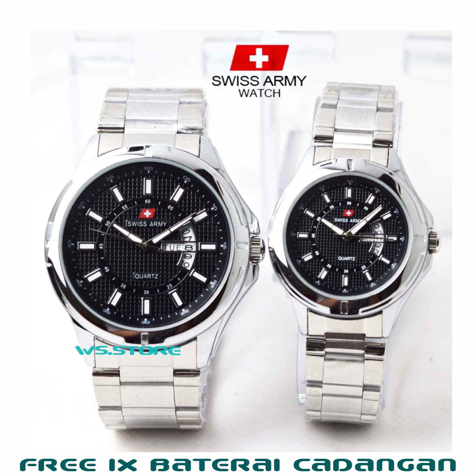 Jam Tangan Swiss Army Couple Pria And Wanita All Stainless Steel Tanggal And Hari Aktif 2933