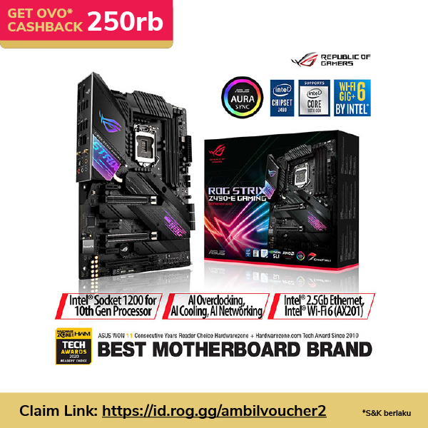 ROG Strix Z490-E Gaming Intel® LGA 1200 ATX motherboard (16 power