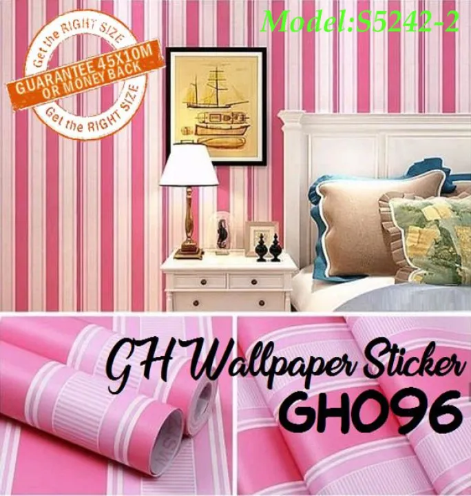 Walpaper Stiker Dinding Salur Pink Strip Pink Gh096 Model S5242 2 Size 45cm X 10m Stiker Dinding Wallpaper Dinding Murah Lazada Indonesia