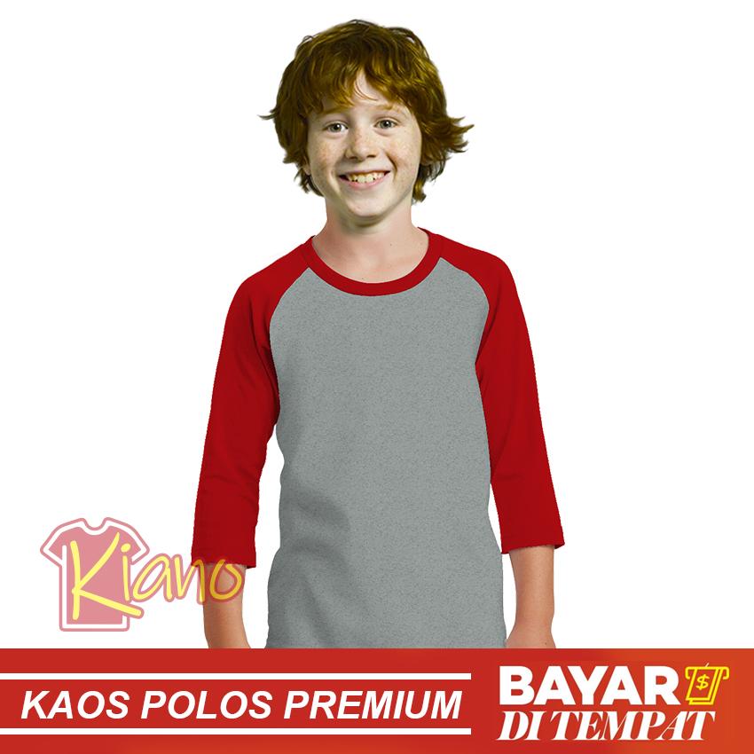 KIANO Kaos Polos Raglan Anak Laki- Laki Premium Misty - Warna Lengan Pendek O-Neck Cotton Combed 30s / Kaos Termurah / Kaos T-shirt Anak Cowok / Tumblr Tee