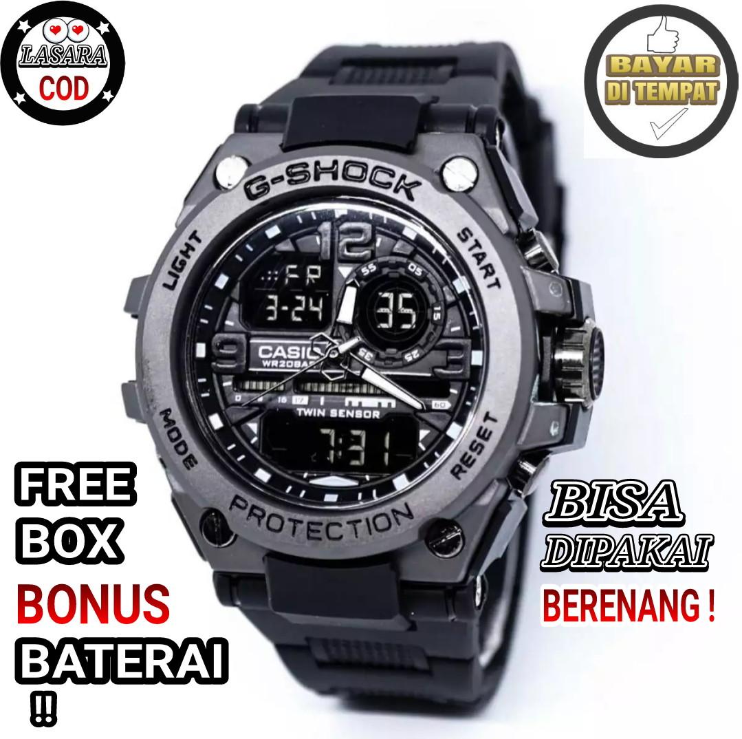 Jam tangan pria casio G fashion - analog dan digital - tali karet Kepala Besi - Free Box Dan Baterai Cadangan - Best Seller Bayar Di Tempat