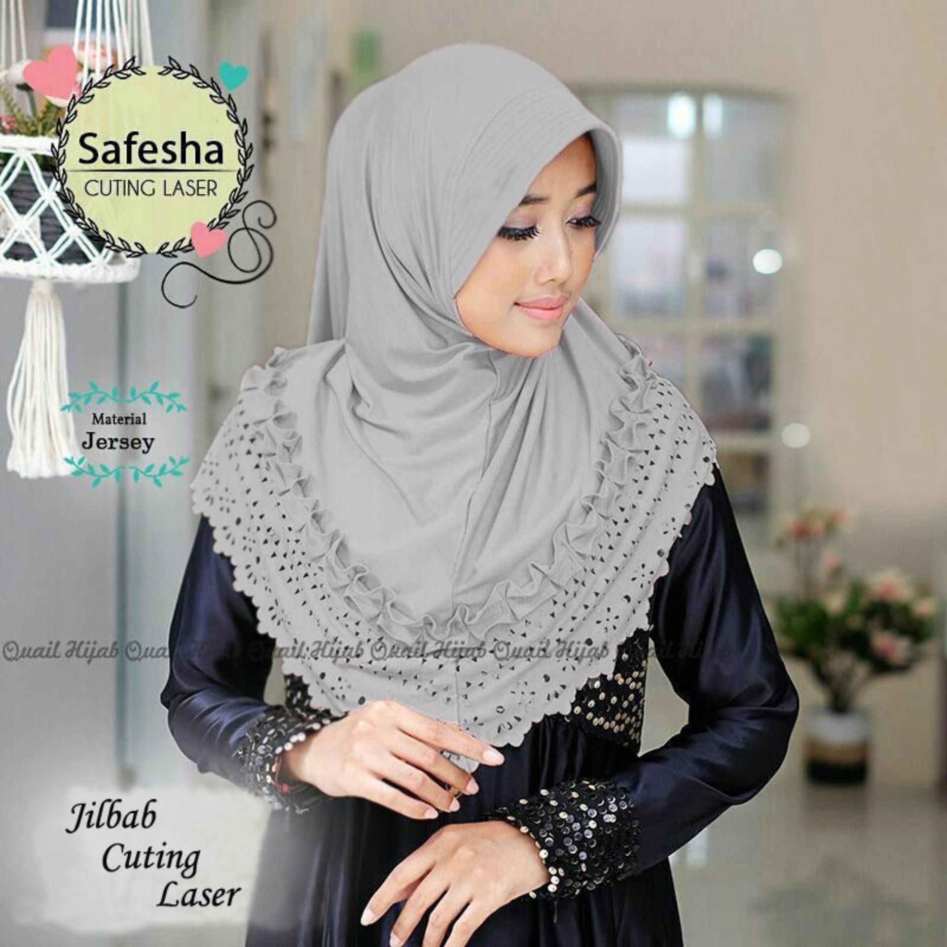 JILBAB INSTAN MURAH SAFESHA CUTTING LAYER / JILBAB SYARI / BERGO INSTAN / VANILLA HIJAB / GROSIR ORIGINAL 100% - Abu-Abu