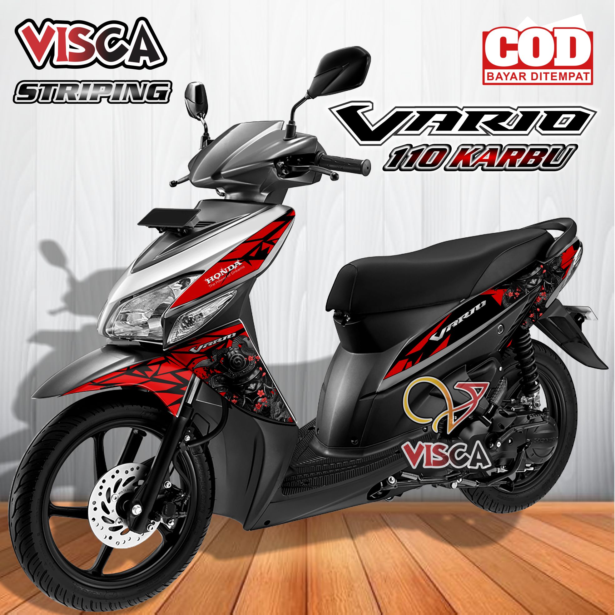 Striping Vario 110 Karbu - Stiker Sticker Striping Variasi Lis Vario