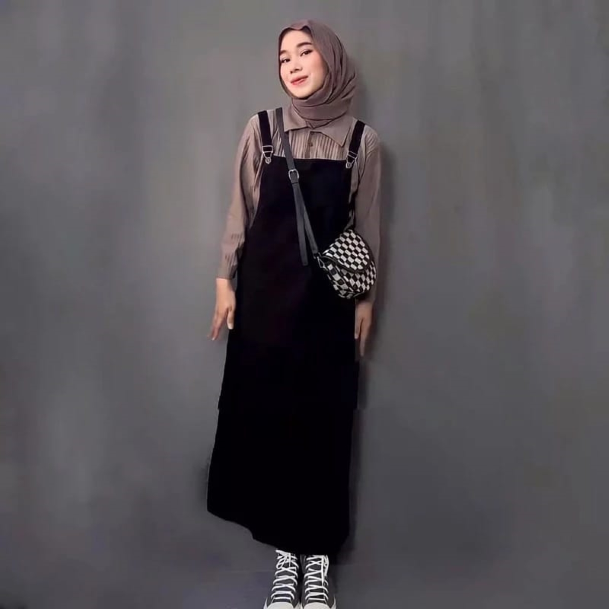 Dress Hijab Baju Overall Dress Overall Dress Ootd Overall Jeans