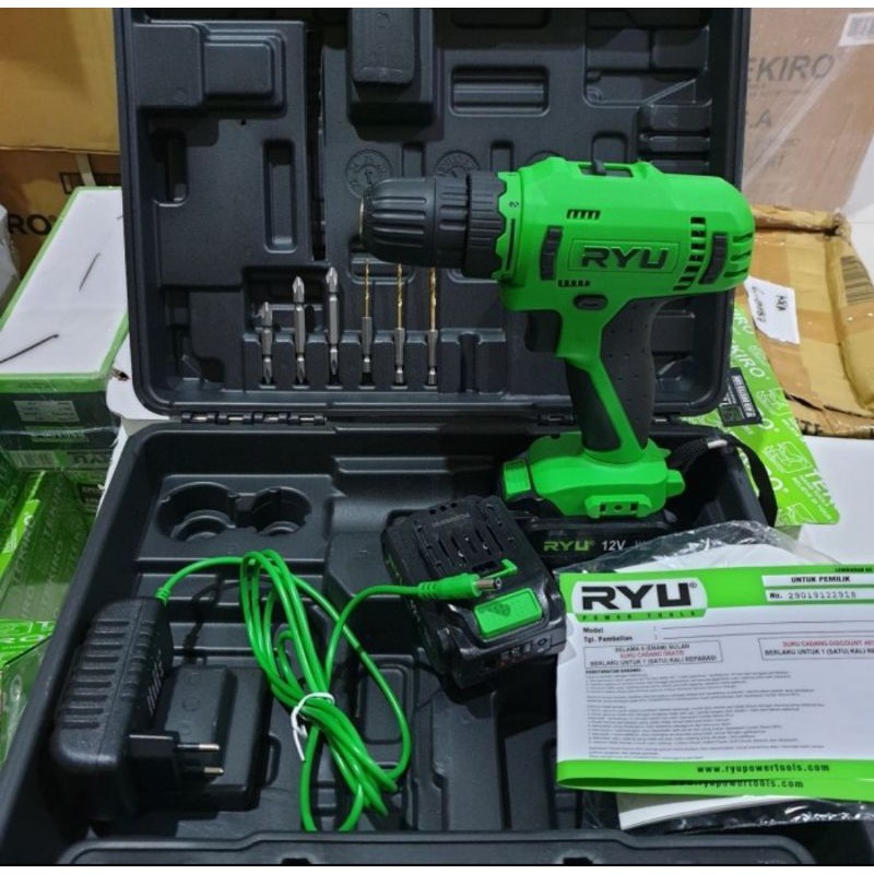 Ryu RCD12V cordless drill 12 volt bor baterai 12Volt RCD 12V 2 batere ...