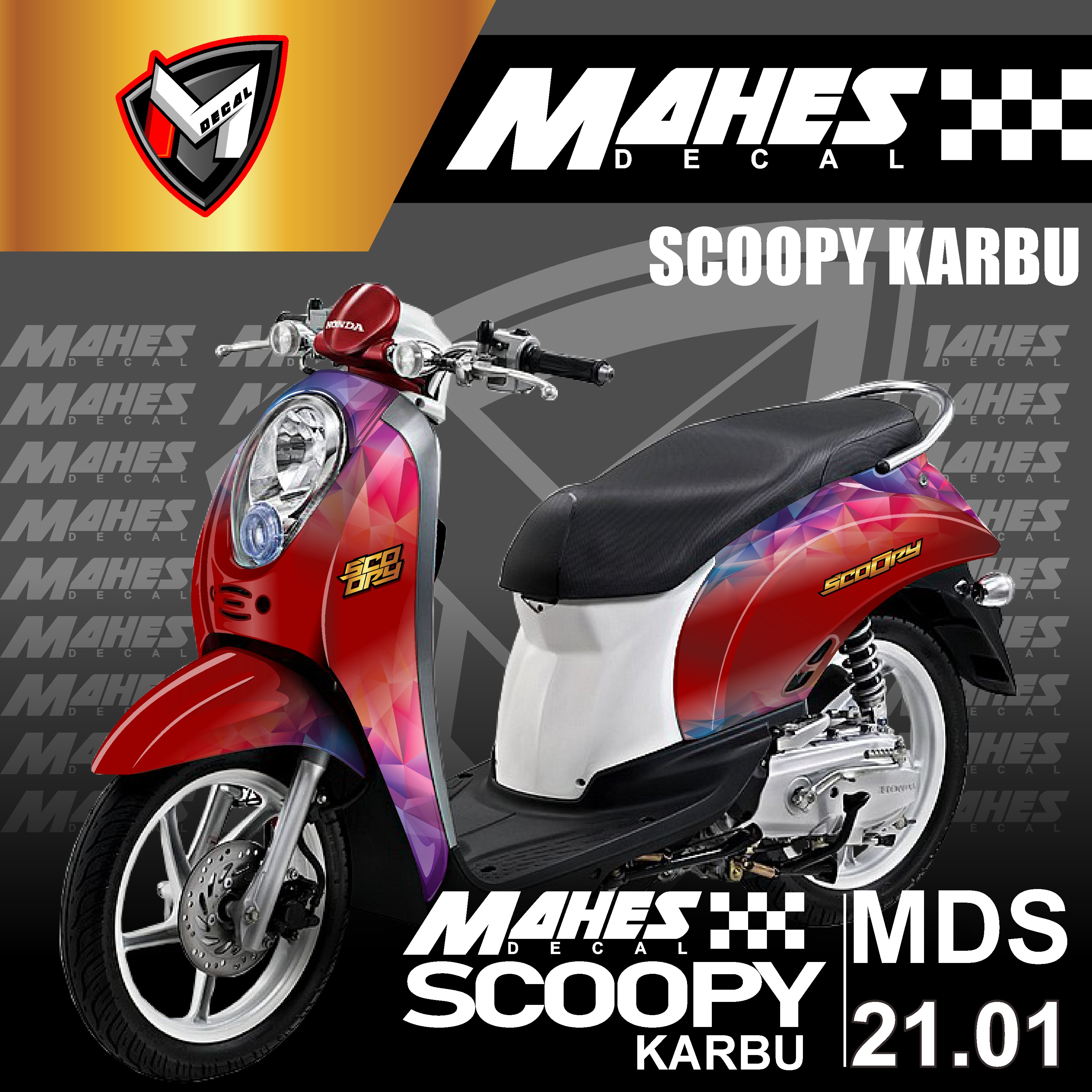 Decal Scoopy full body Dekal Sticker Scoopy Lama / Karbu Desain Rainbow ...