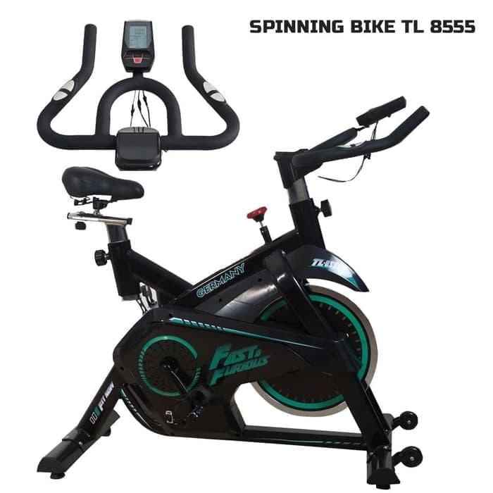 Free Ongkir Pulau Jawa - Bali ( Kota Denpasar ) - Total Fitness - Spinning Bike TL 8555 HItam - Exercise Bike - Sepeda Fitnes / Olahraga