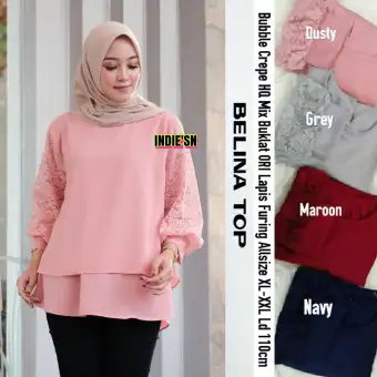 Belina Top Bubble Crepe Hq Baju Atasan Wanita Terbaru 2019 Model Baju Atasan Wanita Lengan Panjang Terbaru Model Tunik Terbaru 2019 Model Tunik Batik