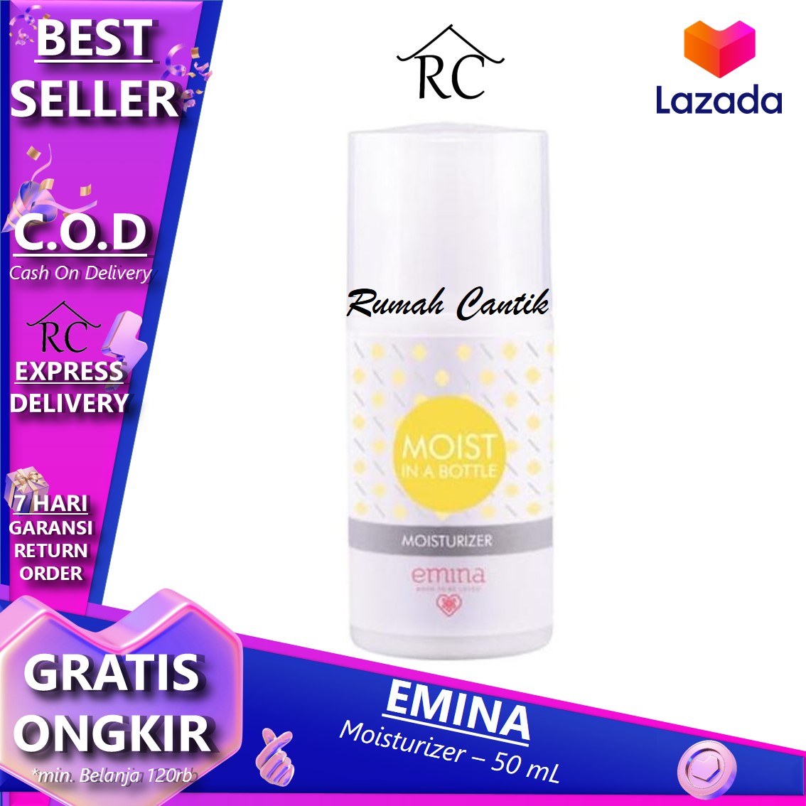 Emina Moist in a Bottle Moisturizer 50 mL Pelembab Wajah Moisturizing